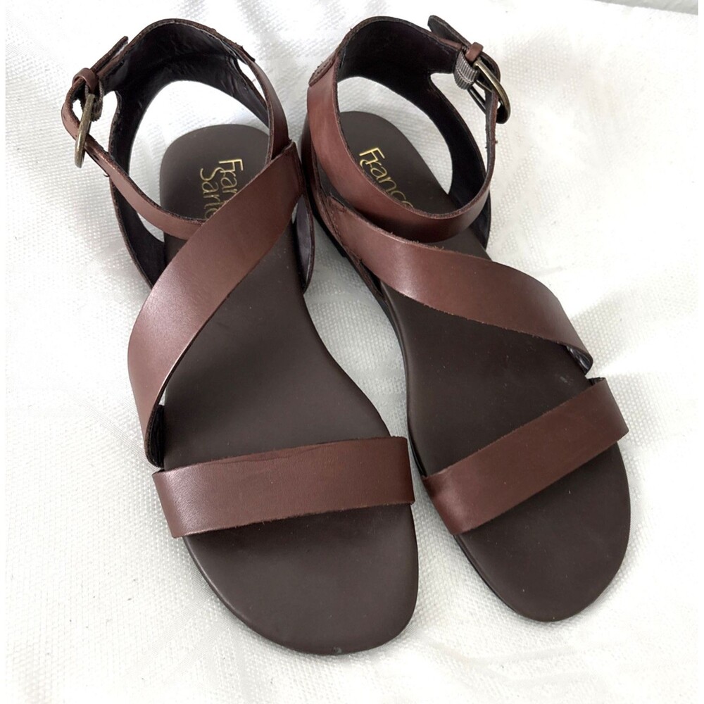 Franco Sarto Women's Gustar Leather Brown Strap Sandals Shoes Size 8.5 M